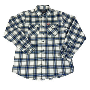 DIXXON Flannel Co Shirt Rinser Men Medium Blue Plaid Adam's Polishes Pleated